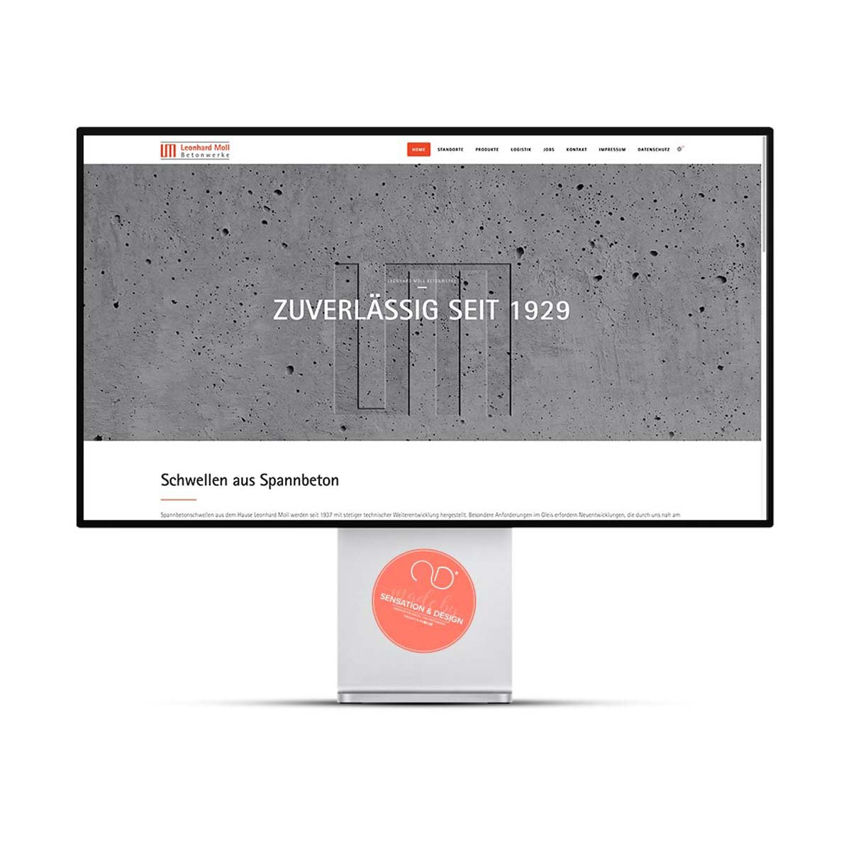 Screenshot von der Leonhard Moll Betonwerke Website in Deutsch Screenshot von der Leonhard Moll Betonwerke Website in Deutsch
